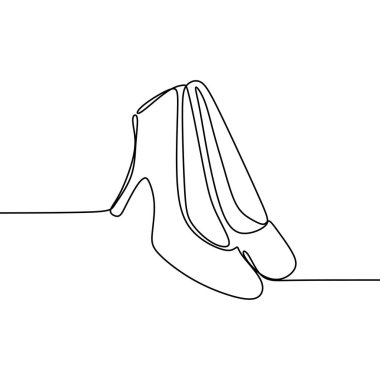 Beyaz arka plan vektör illüstrasyon izole kadın moda için highheels ayakkabı sürekli çizgi çizim