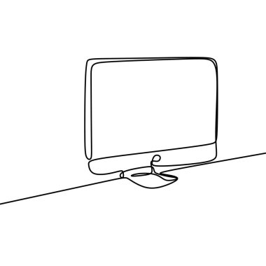bilgisayar multimedya görsel görünüm minimalist nesne vektör illüstrasyon için sürekli tek satır monitör