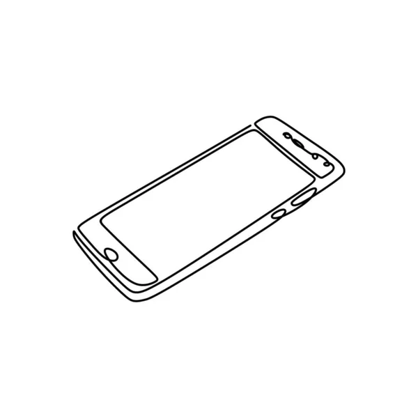 Egy vonal rajza smartphone vektor illusztráció technológia objektum-tervezés — Stock Vector