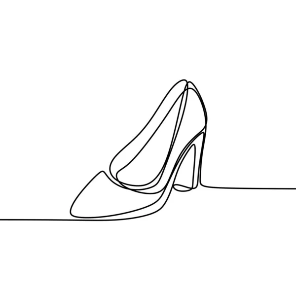 Spojitý spojnicový výkres highpatní obuvi pro ženskou módu izolovaně na bílém pozadí ilustrace — Stockový vektor