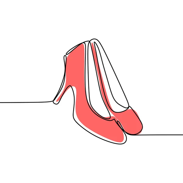 Spojitý spojnicový nákres obuvi s dětskou módou izolovanou na bílém pozadí ilustrace — Stockový vektor