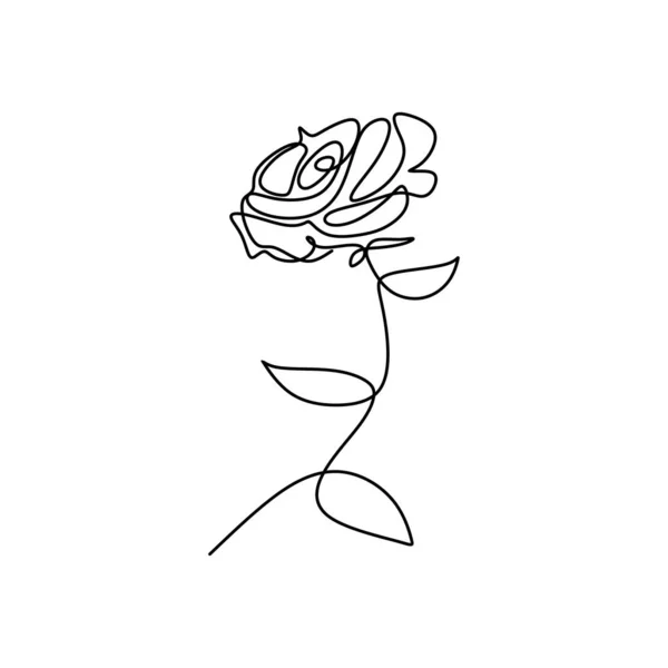 Kontinuerlig linje ritning av Rose Flower minimalism design isolerad på vit bakgrund — Stock vektor