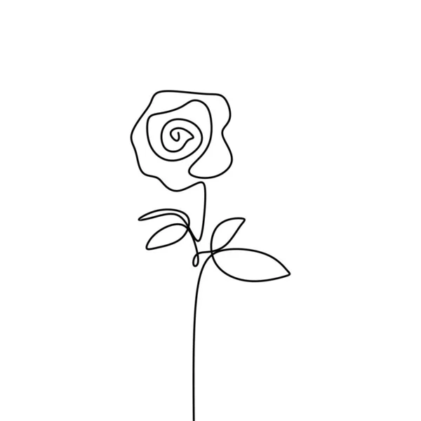 Jedna linka růžový kreslicím vektorem ilustrace květinové výtvarné umění — Stockový vektor