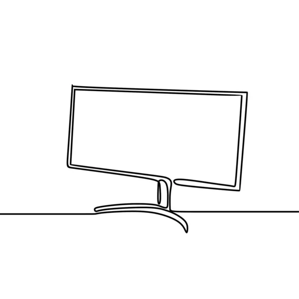 Monitor de una línea para la ilustración visual visual visual del vector del objeto de la computadora — Vector de stock