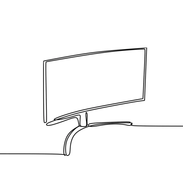 Monitor de línea continua para la ilustración visual visual visual del vector del objeto de la computadora — Vector de stock