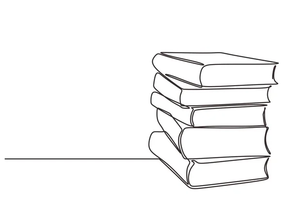 Bücherstapel auf weißem Hintergrund. kontinuierliche eine Linie Zeichnung Bildung liefert Vektor Illustration Minimalismus — Stockvektor