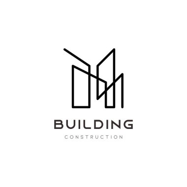 House Soyut Emlak Kırsal Logo Tasarım Şablonu. Basit hatlı Şirket için Bina Vektör Silueti.