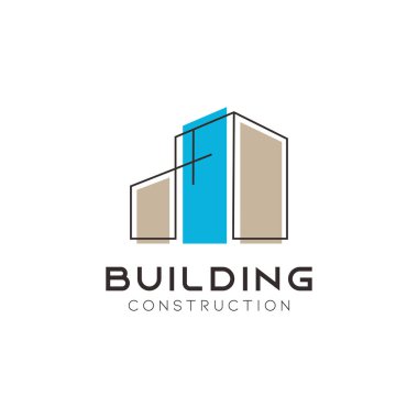 Ev ve daire basit minimalist çizgi sanat sembolü ile Yaratıcı Ev Binası Konsept Logo Tasarım Şablonu.