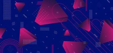 Üçgen arka plan. 3b üçgenlerin soyut kompozisyonu. 3d vektör illüstrasyon . Fütüristik geometrik arka plan. Uzayda Neo memphis üç boyutlu üçgen.