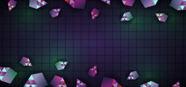 Soyut 3d memphis üçgen geometrik trendy ultraviyole renkler arka plan vektör illüstrasyon retro tarzı fütüristik modern