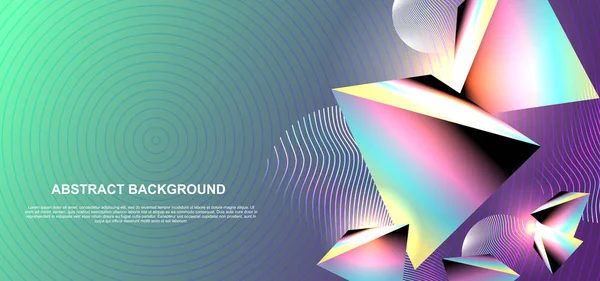 Abstracte holografische achtergrond met Neo Memphis driehoek geometrische elementen. Synthwave, retrowave en vaporwave Neon esthetiek. — Stockvector