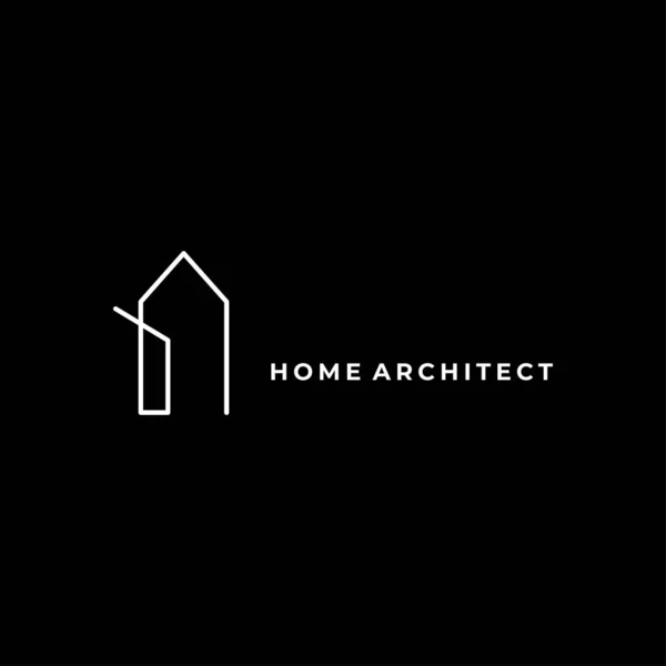 黒の背景に隔離された会社のテンプレートのためのホームアーキテクトロゴアイコン抽象的なミニマリストラインデザイン — ストックベクタ