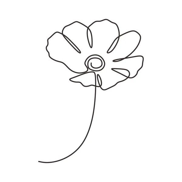 Blomma en linje ritning minimalism vektor illustration — Stock vektor