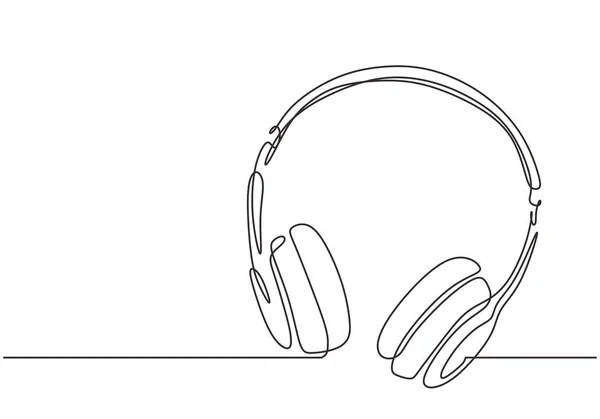 Kontinuierliche einzeilige Zeichnung des Kopfhörervektors Illustration Minimalismus Musiksymbol zum Musikhören. — Stockvektor