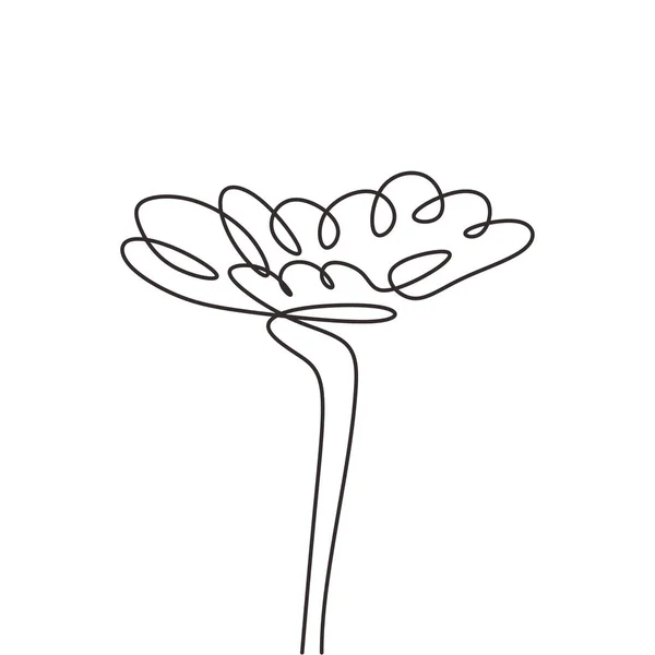 Flor contínua uma linha desenho isolado no fundo branco minimalismo floral botânico simples lineart. Desenho de simplicidade desenho à mão esboço arte vetor ilustração . — Vetor de Stock