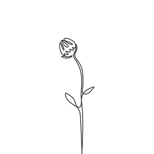 Flor contínua uma linha desenho isolado no fundo branco minimalismo floral botânico simples lineart. Desenho de simplicidade desenho à mão esboço arte vetor ilustração . — Vetor de Stock