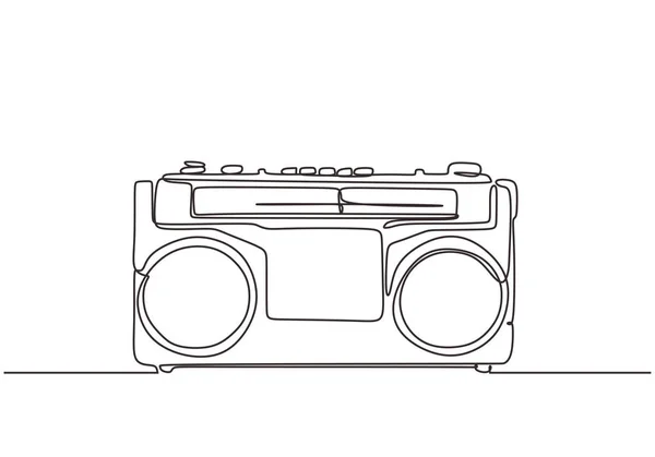 Alte Radio kontinuierliche eine Linie Zeichnung minimalistischen Design Vektor Illustration. Audio-Lautsprecher im Retro-Stil der 90er. — Stockvektor