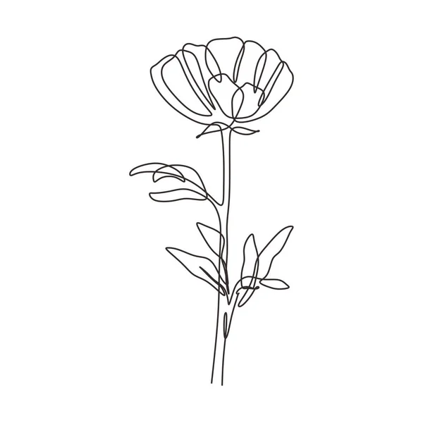 Flor de una línea de dibujo minimalismo lineal continuo. Esquema del jardín botánico . — Vector de stock