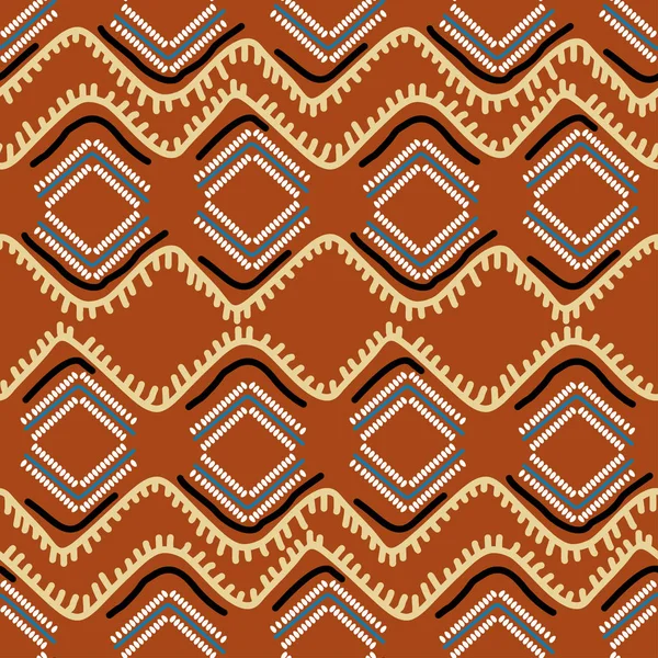 Ethnischer Hintergrund nahtlose Muster mit handgezeichneten Aztec Navajo Zeichnung wiederholtes Design. — Stockvektor