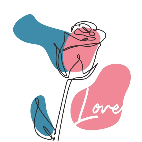 Μινιμαλισμός σχεδίαση πόστερ με τριαντάφυλλο μία γραμμή σχέδιο σύμβολο της αγάπης. Απεικόνιση διανύσματος απλότητα γραμμική τέχνη. — Διανυσματικό Αρχείο