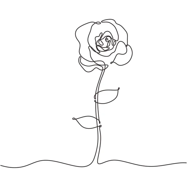 Rosa una línea dibujo flor belleza mano dibujado minimalismo. Ilustración continua del vector del boceto aislada sobre fondo blanco . — Vector de stock