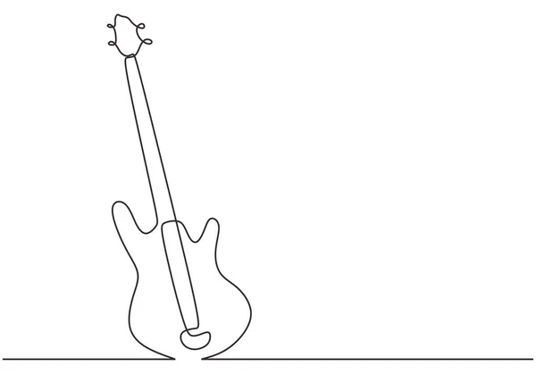Kytarová basa hudební nástroj plynulá jedna čára kreslit minimalistický design — Stockový vektor