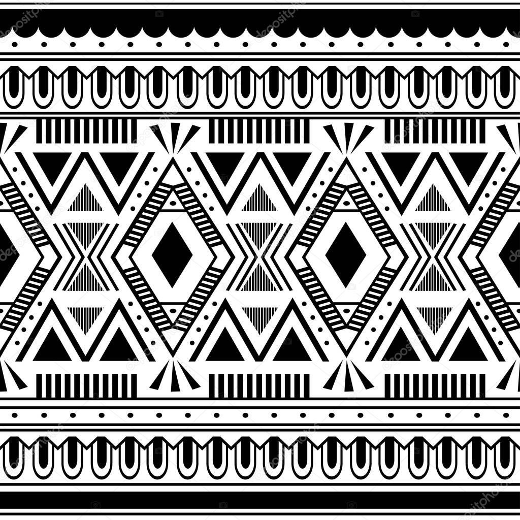 Ethnic background seamless pattern navajo culture background ready for fashion textile print vector illustration black and white colors