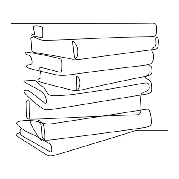 Desenho de linha única de pilha de livros. Ideia educacional conceito design minimalista . — Vetor de Stock