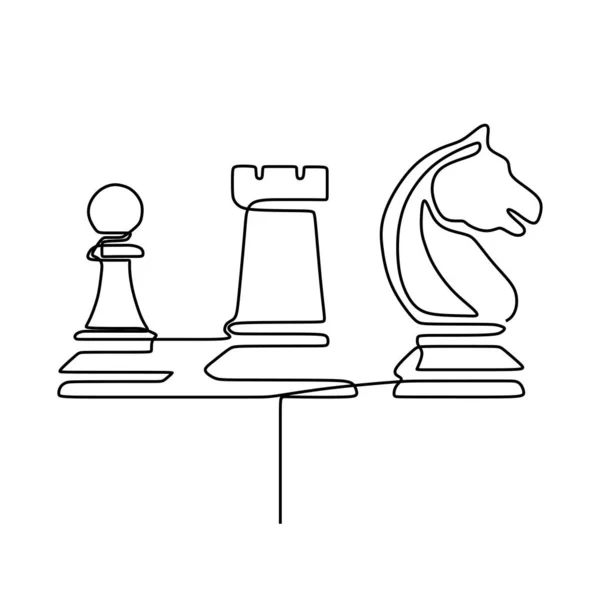 Disegno continuo di una linea di pezzi di scacchi design minimalista isolato su sfondo bianco. Gruppo di giocatori concetto tattico. punti 168197 — Vettoriale Stock
