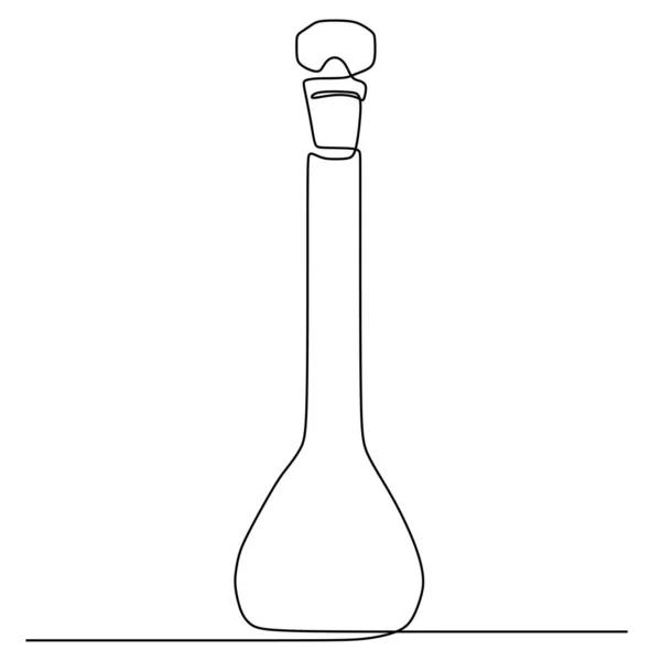 Matraz de ciencia química continuo de una línea de dibujo química herramienta de vidrio. Tecnología científica investigación medicina vidrio equipo diseño un bosquejo esquema dibujo vector ilustración eps2 — Archivo Imágenes Vectoriales