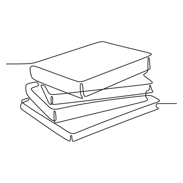 Um desenho de linha de pilha de livros. Ideia educacional conceito design minimalista. Voltar ao tema da escola . — Vetor de Stock