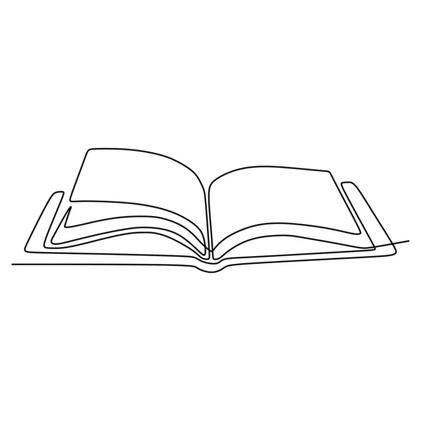 Disegno a una riga del libro. Idea educativa concetto design minimalista . — Vettoriale Stock