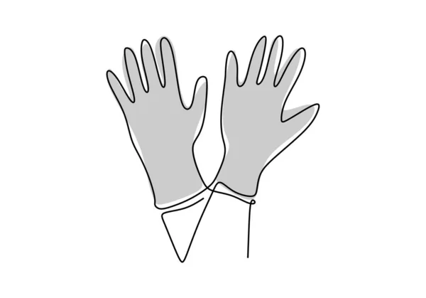 One line drawing of safety gloves continuous design vector illustration — Stock Vector