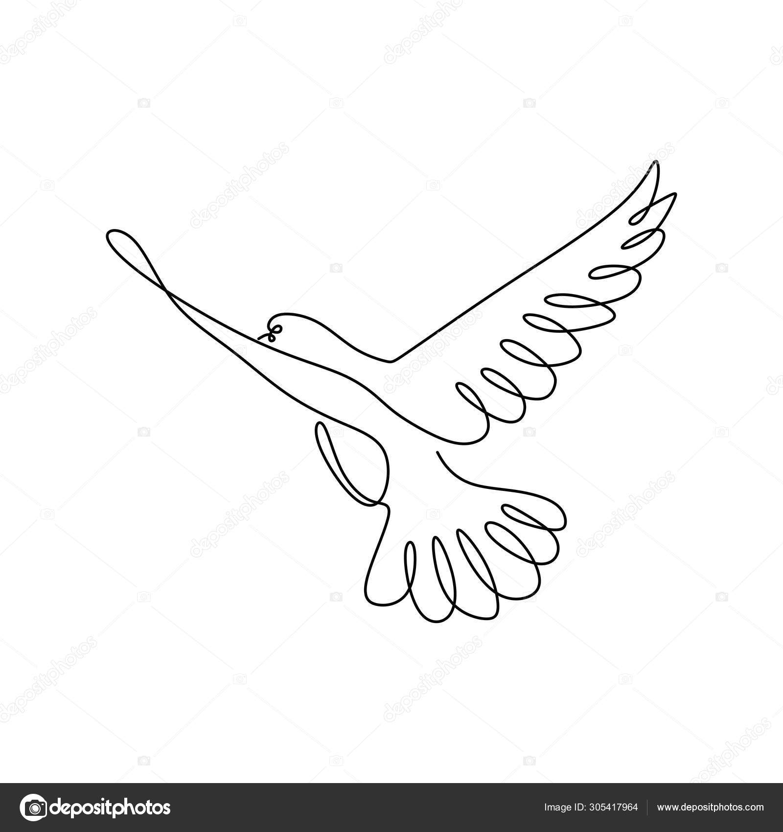 Image vectorielle Dessin en ligne continue du minimalisme de vol des oiseaux  pigeons par ©ngupakarti - 305417964, image size:1600x1700