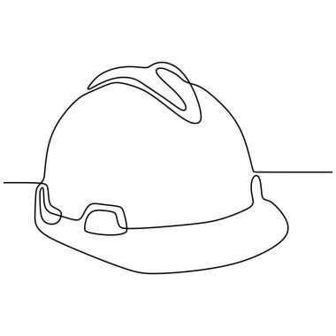 endüstriyel şirket çalışanı minimalist tasarım vektör illüstrasyon için güvenlik kask sürekli çizgi çizim