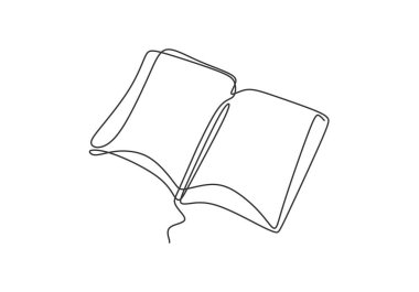 kitap sürekli çizgi çizim vektör illüstrasyon minimalizm tasarım