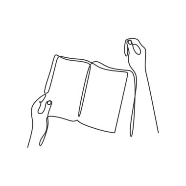 kitap vektör illüstrasyon minimal tasarım nesnesinin sürekli çizgi çizimi