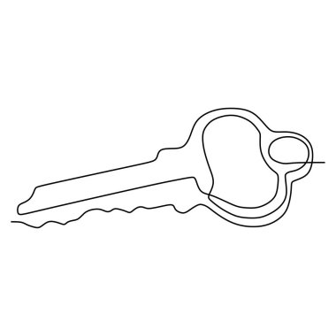 Beyaz arka plan üzerinde anahtar işareti nesne minimalizm tasarımı bir satır çizim