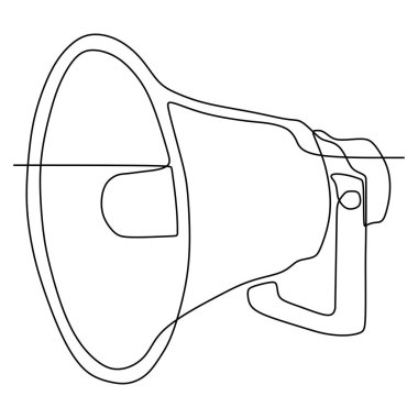 kamu boynuzhoparlör sürekli bir çizgi çizim minimalist tasarım beyaz arka plan vektör illüstrasyon izole