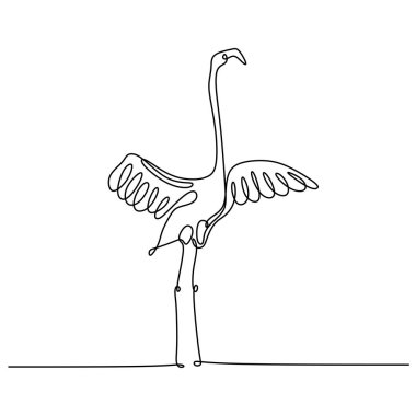 flamingo el çizilmiş sürekli tek çizgi vektör illüstrasyon minimalizm tasarımı