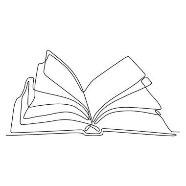 okul ve eğitim nesnesi için kitap vektör illüstrasyon çalışma kaynağı tema sürekli çizgi çizim