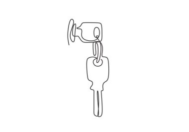 bir çizgi çizim anahtar minimalist vektör illüstrasyon nesne minimalizm işareti ve güvenlik sembolü