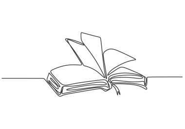 kitap bir sürekli çizgi çizim vektör illüstrasyon minimalizm tasarım