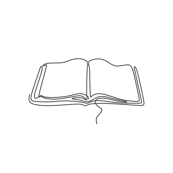 Una sola línea de dibujo de libro. Concepto de Idea Educativa diseño minimalista. Tema de regreso a la escuela . — Vector de stock