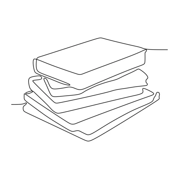 Dessin en ligne continu de livres illustration vectorielle objet design minimal — Image vectorielle