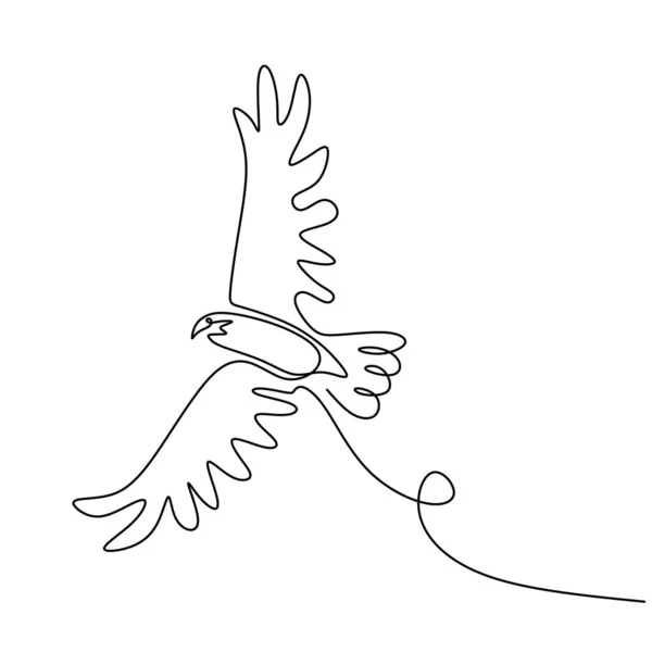 Tekening Eagle Bird vliegende continue één lijn vector illustratie minimalisme ontwerp — Stockvector