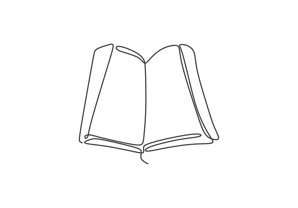 Linha contínua desenho de livro vetor ilustração estudo oferta tema para escola e educação objeto —  Vetores de Stock