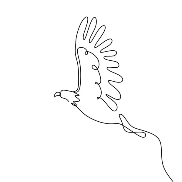 Única linha desenho águia pássaro voo vetor contínuo ilustração minimalismo design —  Vetores de Stock