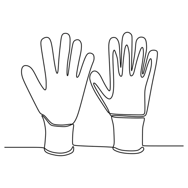 Safety gloves continuous line drawing minimalist design vector illustration — Stock Vector
