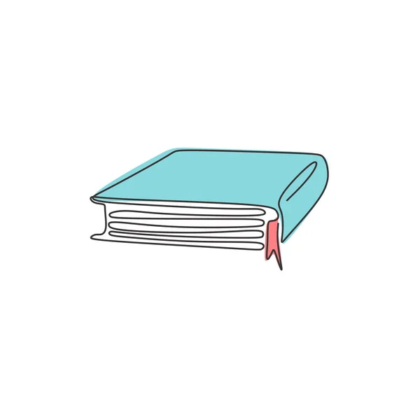 Wektor jednowierszowy rysunek książki. Idea edukacyjna koncepcja minimalistyczny design. Motyw powrót do szkoły. — Wektor stockowy